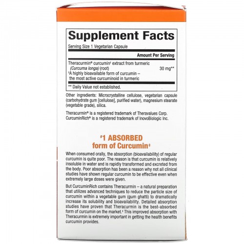 Natural Factors, CurcuminRich, Theracurmin, куркумин, 60 вегетарианских капсул Natural Factors, CurcuminRich, Theracurmin, куркумин, 60 вегетарианских капсул
